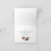 Rustieke Bourgondische Navy Waterverf Floral Dank  Kaart (Binnen)