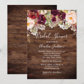 Rustieke Bourgondische Perzik Floral Vrijgezellenf Kaart (Voorkant / Achterkant)