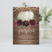 Rustieke Bourgondische pompoen Baby shower Uitnodi Kaart (Staand voorkant)
