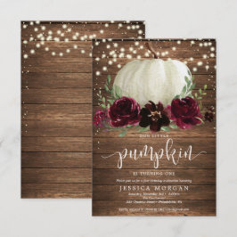 Rustieke Bourgondische pompoen eerste verjaardag u Kaart