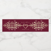 Rustieke Bourgondische rode bruiloft Waterfles Etiket (Enkel label)