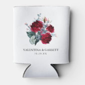 Rustieke Bourgondische rode roos bruiloft Blikjeskoeler (Voorkant)