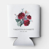 Rustieke Bourgondische rode roos bruiloft Blikjeskoeler (Achterkant)