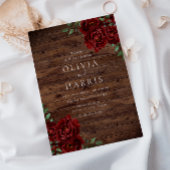 Rustieke Bourgondische rode rozen bruiloft uitnodi Kaart