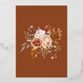 Rustieke Bourgondische Terracotta Bloemen Bruiloft Folie Uitnodiging (Achterkant)