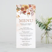 Rustieke Bourgondische Terracotta Bloemige Bruilof Menu (Staand voorkant)