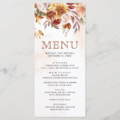 Rustieke Bourgondische Terracotta Bloemige Bruilof Menu (Voorkant)