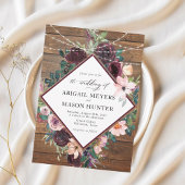 Rustieke Bourgondische waterverf bloem bruiloft Kaart