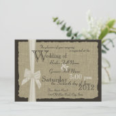 Rustieke Bow en Burlap bruiloft Kaart (Staand voorkant)