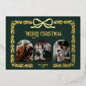  Rustieke Bow Greenery Familie Fotocollage Folie Uitnodiging (Voorkant)