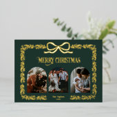  Rustieke Bow Greenery Familie Fotocollage Folie Uitnodiging (Staand Voorkant)