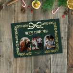 Rustieke Bow Greenery Familie Fotocollage Folie Uitnodiging<br><div class="desc">rustieke Coquette Bow Greenery Familie Fotocollage Folie Uitnodiging,  sjabloon Kerstkaarten</div>