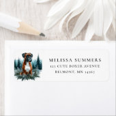 Rustieke Boxer Hond Dennenbomen Retouradres Label (Insitu)