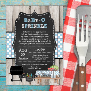Rustieke Boy Baby Q Sprinkle, BBQ baby shower Kaart