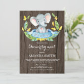 Rustieke Boy Elephant Baby shower per Mail Kaart (Staand voorkant)