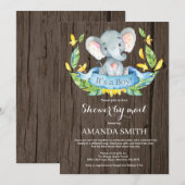 Rustieke Boy Elephant Baby shower per Mail Kaart (Voorkant / Achterkant)