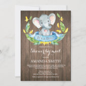 Rustieke Boy Elephant Baby shower per Mail Kaart (Voorkant)