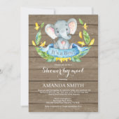 Rustieke Boy Elephant Baby shower per Mail Kaart (Voorkant)