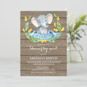 Rustieke Boy Elephant Baby shower per Mail Kaart (Staand voorkant)
