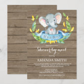 Rustieke Boy Elephant Baby shower per Mail Kaart (Voorkant / Achterkant)