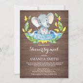 Rustieke Boy Elephant Baby shower per Mail Kaart (Voorkant)