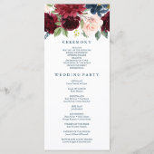 Rustieke Breezy Bourgondië Fall Wedding Programma Programmakaart (Achterkant)