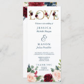 Rustieke Breezy Bourgondië Fall Wedding Programma Programmakaart (Voorkant / Achterkant)