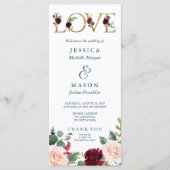 Rustieke Breezy Bourgondië Fall Wedding Programma Programmakaart (Voorkant)