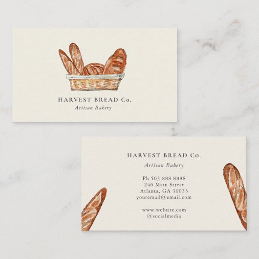 Rustieke Broden in Basket Bakery Visitekaartje (Voorkant / Achterkant)