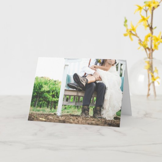 Rustieke bruid & bruidegom eenvoudige levensstijl kaart (Gele Bloem)