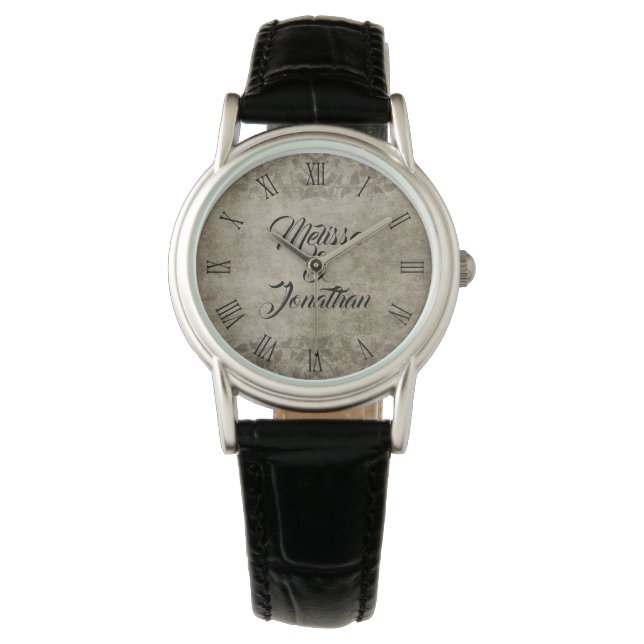  rustieke bruid bruidegom namen bruiloft horloge (Voorkant)