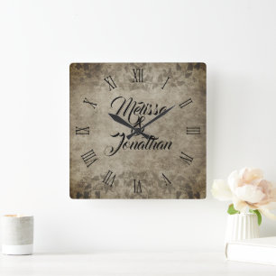  rustieke bruid bruidegom namen bruiloft vierkante klok