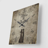  rustieke bruid bruidegom namen bruiloft vierkante klok (Hoek)