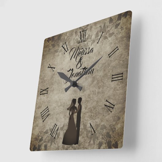  rustieke bruid bruidegom namen bruiloft vierkante klok (Hoek)