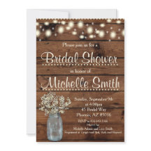 Rustieke bruids douche uitnodiging, Mason Jar, Blo