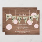 Rustieke Bruids Douche Uitnodiging - vlaggen in pl (Voorkant / Achterkant)