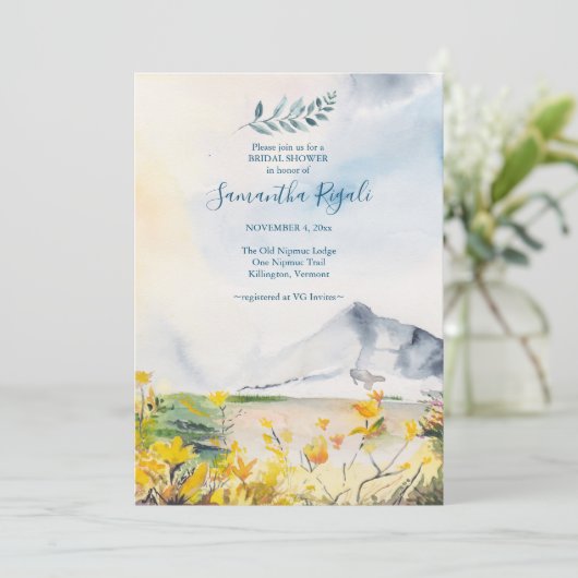Rustieke Bruids Douche Uitnodigingen Berg Thema (Staand voorkant)