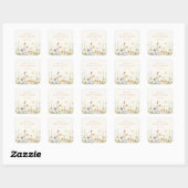 Rustieke Bruids Shower met Wilde Bloemen Vierkante Sticker (Vel)
