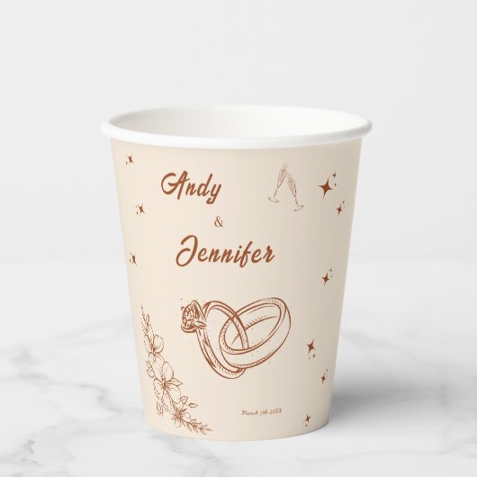 Rustieke bruidsdagsalonkop van papier papieren bekers (Voorkant)