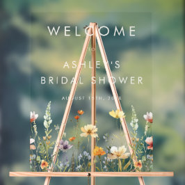 Rustieke Bruidsdouche met Wilde Bloemen Acryl Bord