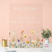 Rustieke Bruidsdouche met Wilde Bloemen Acryl Bord (Huwelijk)