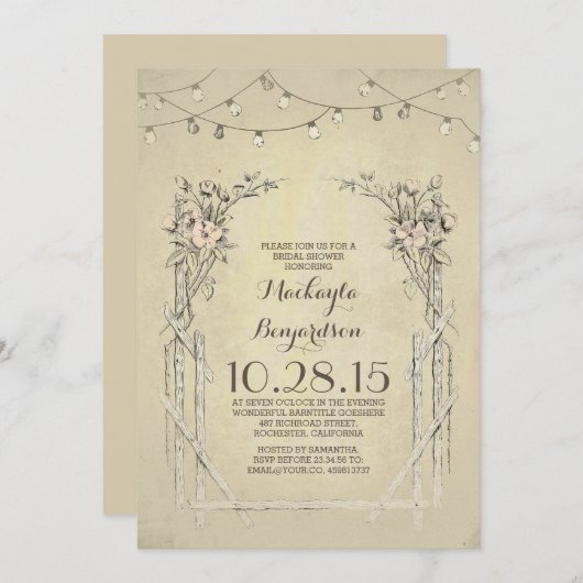  rustieke bruidsdouche uitnodiging (Voorkant / Achterkant)