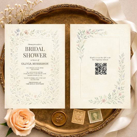 Rustieke Bruidsmeestuin QR Code Bruidsuitnodiging Kaart