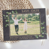 Rustieke bruiloft aangepaste eucalyptus groen foto save the date