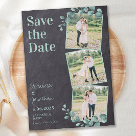 Rustieke bruiloft aangepaste foto collage leisteen save the date