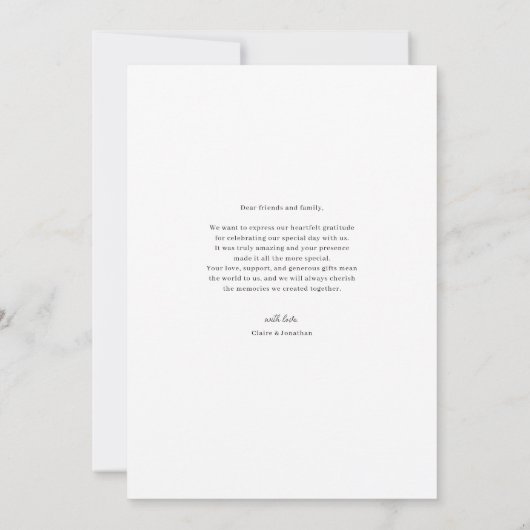 Rustieke bruiloft bedankkaart met aangepaste foto (Achterkant)