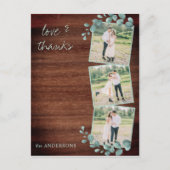 Rustieke bruiloft Bedankt Greenery Fotocollage Briefkaart (Voorkant)