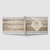 Rustieke bruiloft Beige Lace Wood Burlap Gastenboe Gastenboek (Volledig)