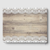 Rustieke bruiloft Beige Lace Wood Burlap Gastenboe Gastenboek (Achterkant)