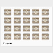 Rustieke Bruiloft Beige Wit Kant Burlap Vierkante Sticker (Vel)